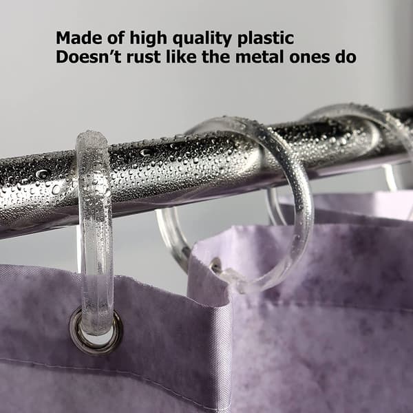 24 st transparenta gardinringar, duschringar i plast, O-formade
