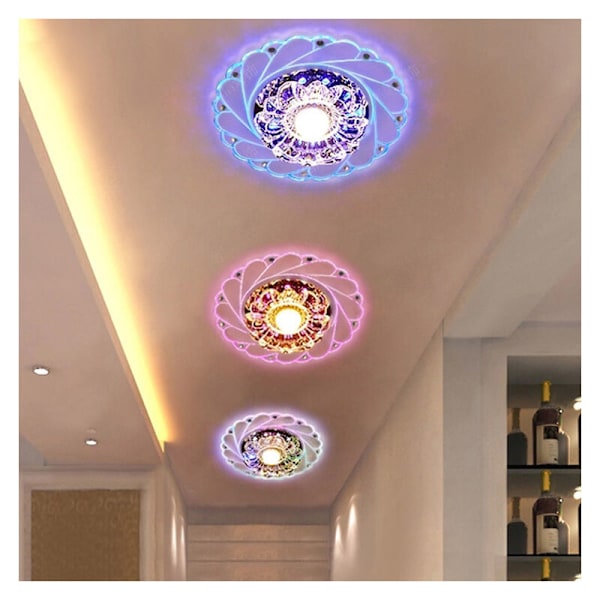 Taklampe. Moderne rund LED-krystall taklampe for stue gang korridor (farge: flerfarget) 3w.