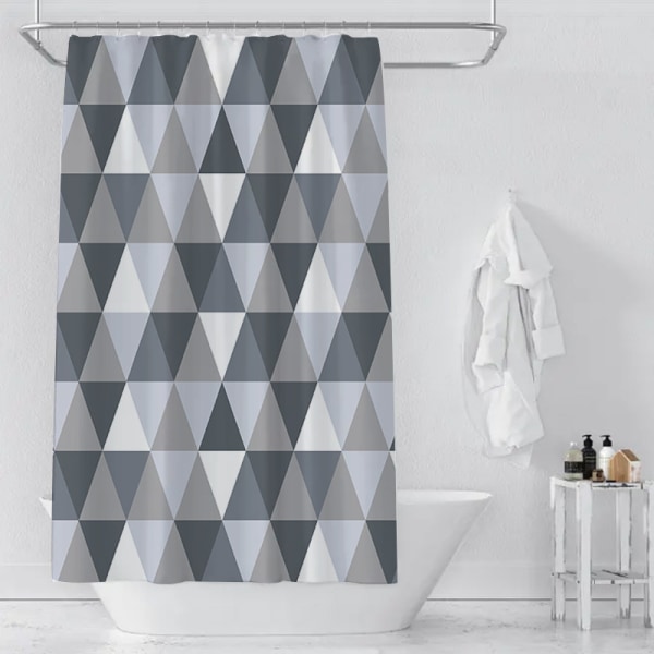 1pc Triangular Print Shower Curtain, Waterproof Polyester Fabric,