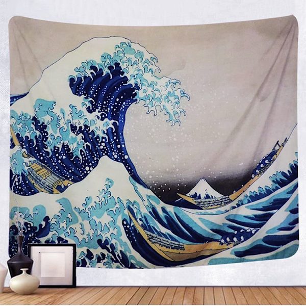 Väggbonad Gobeläng The Great Wave Off Kanagawa Mandala Väggbonad med konst natur heminredning (Wave, L / 150x200cm)