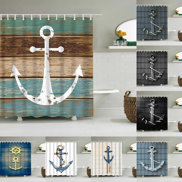 1 stk Rustikk Nautisk Polyster Dusjforheng Baderomsdekor, 150cm