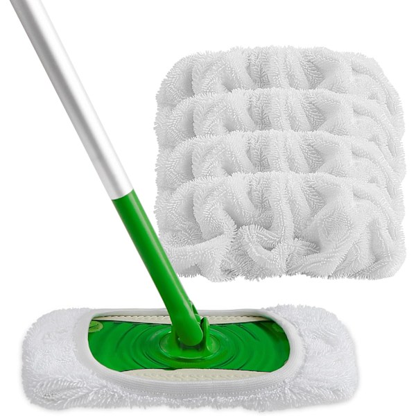 Pakkauksen uudelleenkäytettävät mikrokuitumoppityynyt, jotka ovat yhteensopivia Swiffer Sweeperin kanssa - Pestävät märkä- ja kuivakäyttöön, lattianpuhdistusmoppipäät siivoukseen