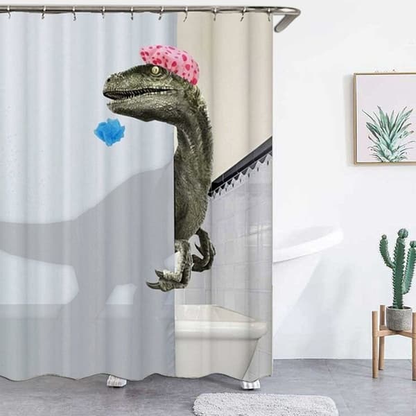 Dinosaurie mönstrad duschdraperi 180 x 180 cm duschdraperi, anti