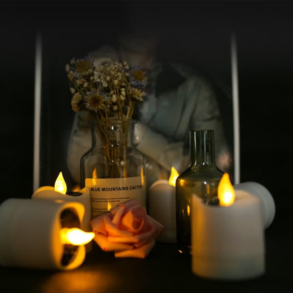 Liekitön Tealight-kynttilät, 6 kpl Pitkäkestoinen Väreilevä LED-Tee