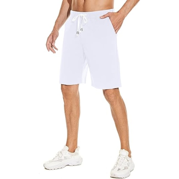 Casual Shorts för män Elastic Jogger Gym Active Pocket Shorts vita