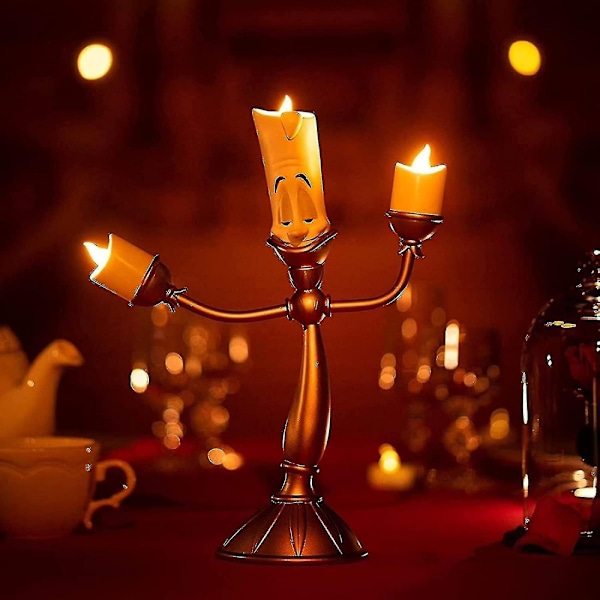 Klocka Ljusstake Skönheten Och Odjuret Ljusstake Led Ljusstake För Bröllopsbord, Julparty, Heminredning