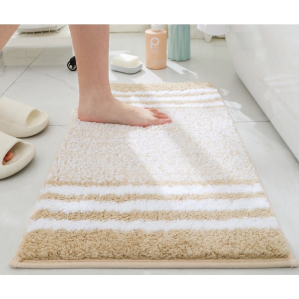 Badmatta, Halksäker Absorberande Badrumsmatta, Chenille Mikrofiber Badmatta, Maskintvättbar, 40 x 60 cm, Beige