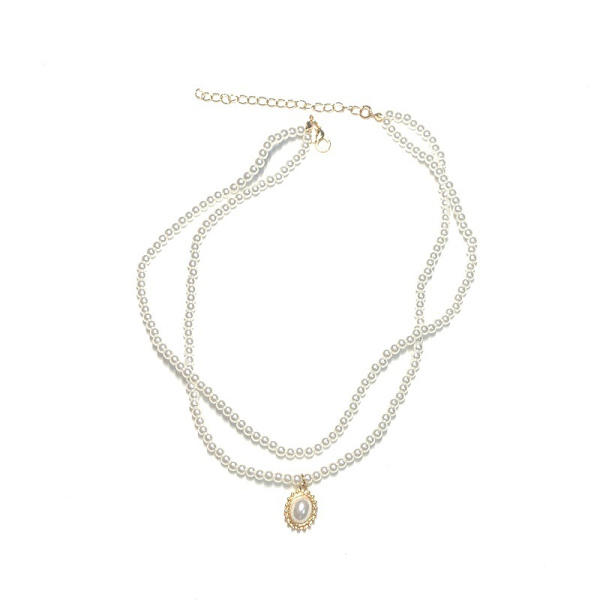 Boho 2 Tier Pearls Chunky Halsband Bal för Kvinnor och Flickor