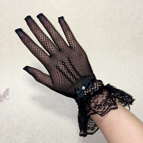 Ladies Lace Gloves Pair Elegant Ceremony Hand Accessories Hollow