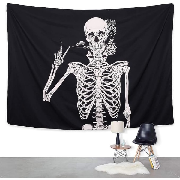 Rock and Roll Skull Tapestries, Funny Skull Human Skeleton Tapest