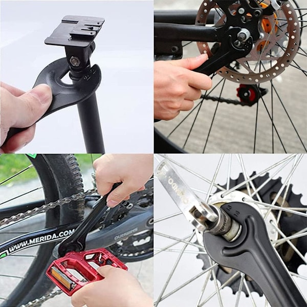 2 stk. Åbne Nøgler Dobbelt-End Nøgler Stål Flade Nøgle Kegle Nøgle Nav Fjernelsesværktøj til Cykel 13/14/15/16mm, Sort, 20*4.5cm