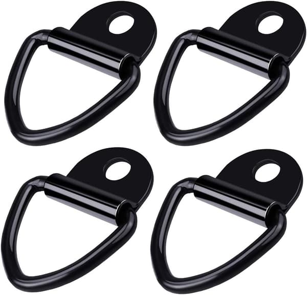 Kraftig D-ring i rustfrit stål, kompatibel med trailere, lastbiler, både, sort