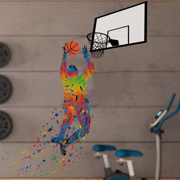 Dunk silhuet vinyl basketballspillere med basketball og bask