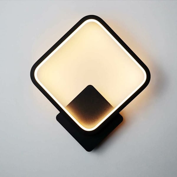 17W LED indendørs væglampe, sort firkantet design væglampe, varm hvid naturlig hvid kold hvid tre lystilstande, væglampe til soveværelse stue trappe gang - MODOU