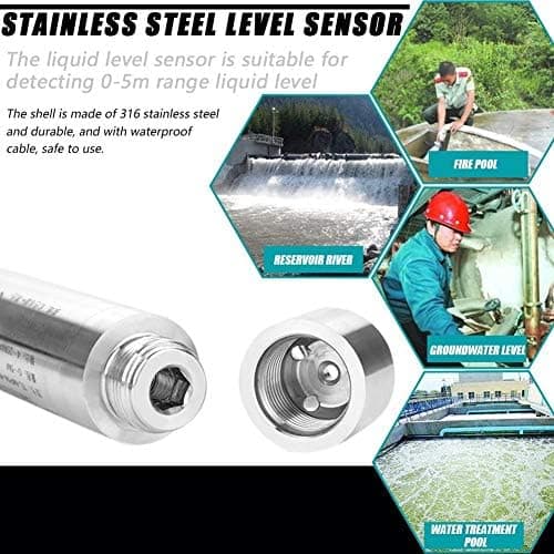DC24V 4-20mA Vannnivåsensor i Rustfritt Stål Vannnivåsensor Vannnivåsensor for 0-5m Dybdedeteksjon