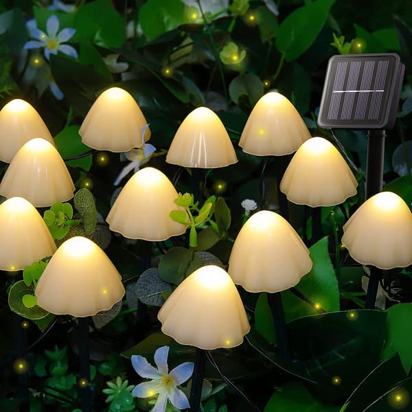 12 soppsolcellamper med varmt hvitt LED-lys
