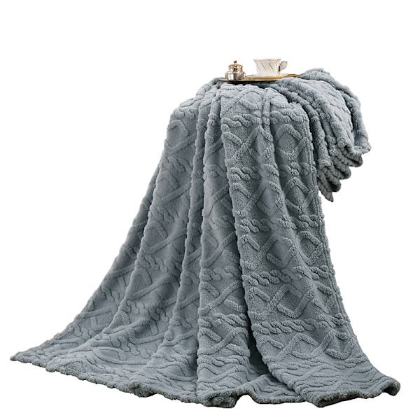 Blødt tæppe 150 x 200 cm, grå, diamantmønster, til seng, sofa, sofa tæppe