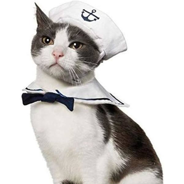 Husdjurssjömänkostym för katter Små hundar Halloween Katt sjömanshatt med