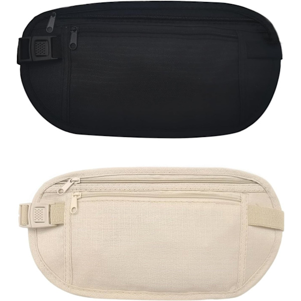Midjeväskor, Pengabälte med Justerbar Spänne, Nylon Dold Midjeväskor, Lätt Midjepack, Resetillbehör för Fitness, Löpning och Resor