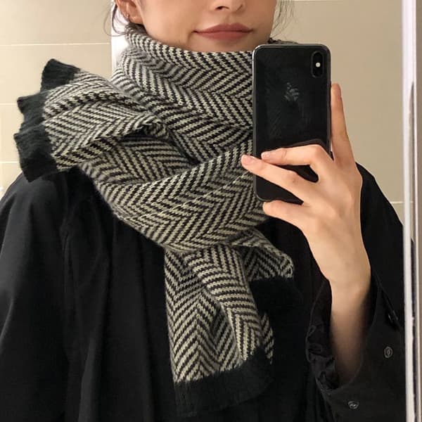 Vinterhalsduk för kvinnor, mjuk stickad halsduk, elegant presentask svart