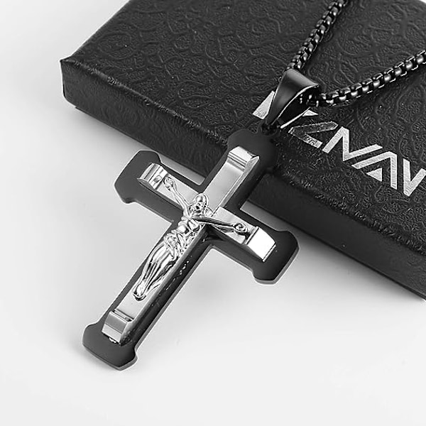 Miesten Jeesus Riippuva Kaulakoru Ruostumaton Teräs Hopea Kulta Musta Monivärinen Risti
