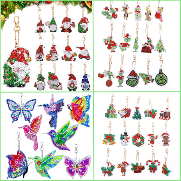 12 parts diamond painting key rings for children and adults DIY