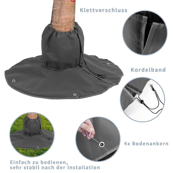 Vinterbeskyttelse til Palmerødder, Beskyttelse mod Palmerødder, Beskyttelse mod Kulde til Planter op til 35 cm i Diameter, Ø 100 cm (Grå)