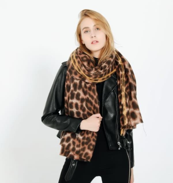 Dames Vintervarm Cachemire Pashmina Sjal Wrap Leopard Print Lang Sjal Halsvarmer