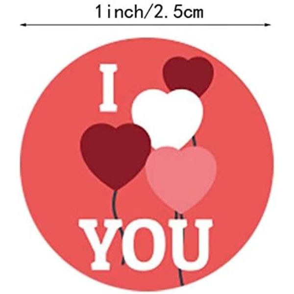 I Love You-klistremerkerull 500 stk, 6-farger Valentinsdag-klistremerker, 1 tommers lim
