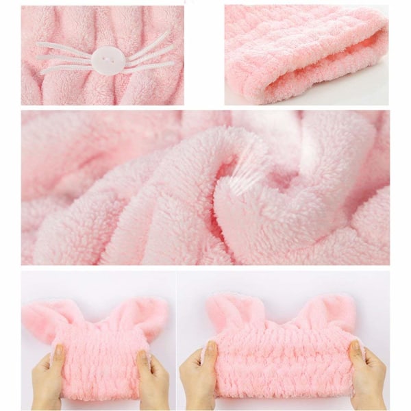2-pakning hårtørkehette, mikrofiber badehåndklehatt for dusj spa,