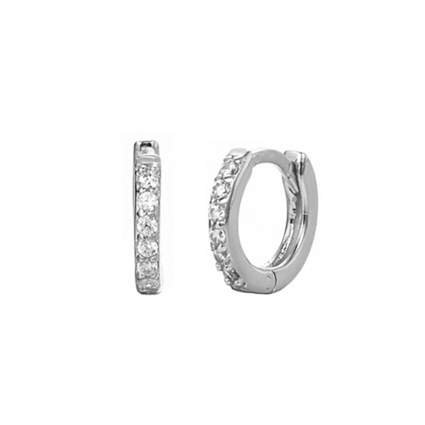 Små örhängen i sterlingsilver och kubisk zirkonia för brosk, genomborrade, kvinnor, tonåringar, flickor, silver