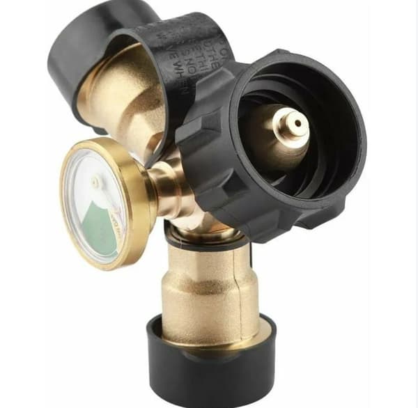 Propane Adapter, Messing Y-fitting Tee Adapter med Måler