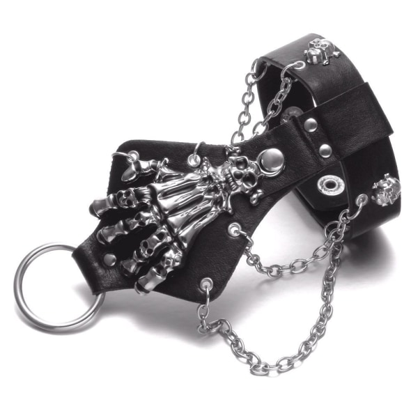 Punk Rock Alloy Skull Hand Nit Chain Cuff Armband