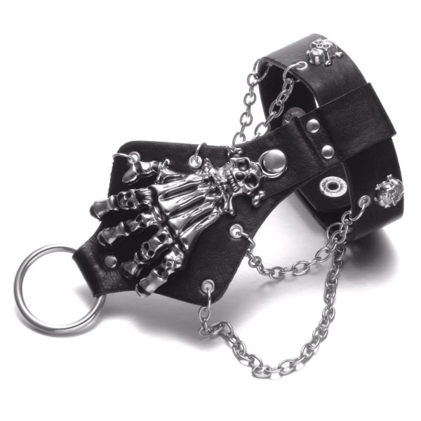 Punk Rock Alloy Skull Hand Rivet Chain Cuff Armbånd