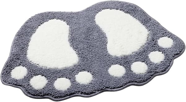 Sklisikker og absorberende baderomsmatte, stort fotdesign, polyester, grå, 48 x 67 cm