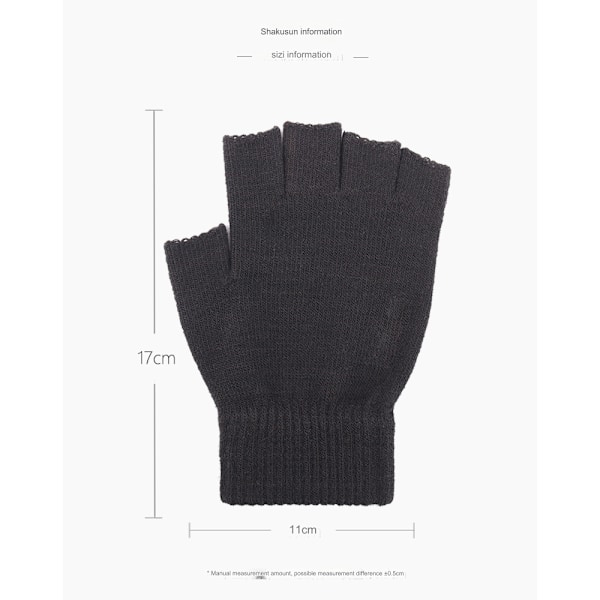 Fingerløse handsker - Firkantede handsker Sorte one size