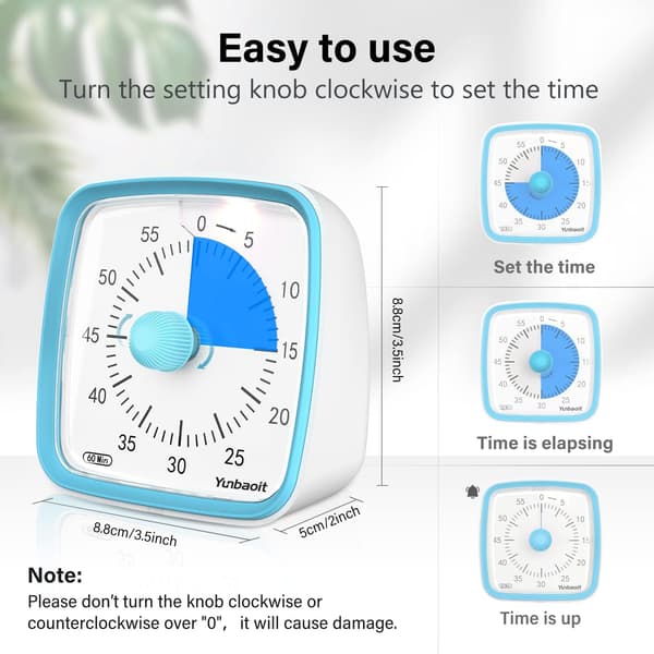Visuel timer med natlys, 60-minutters nedtællingstimer til børn
