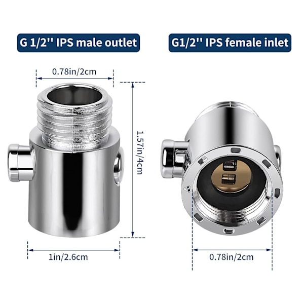 3 stk. Dusjstoppventil, Dusjstoppventiler Dusjhode G1/2 ABS En-trykksbryter Innstilling Vannbesparende for Dusjhode