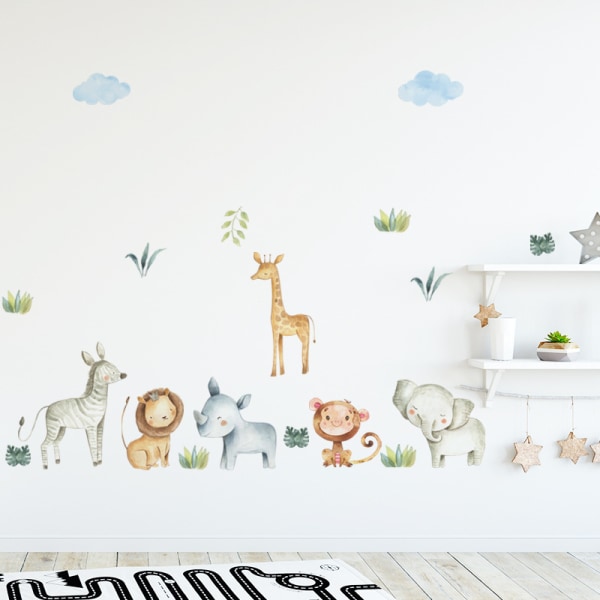 Set Jungle Animals -kuvioisia seinätarroja seinätarralle Bedr