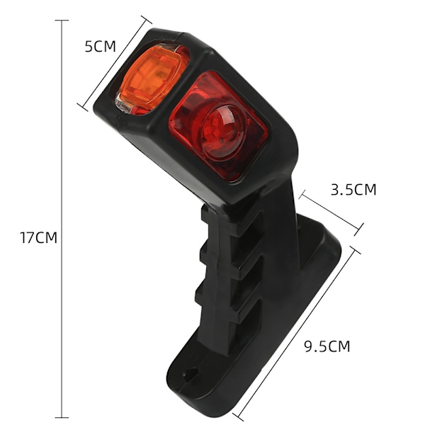 2X 9LED Sidemarkerlys Henger Sidelampe 24V Tre Side Tre Farger Advarsel Gul Hvit Rød Lys for Lastebil Bobil Caravan