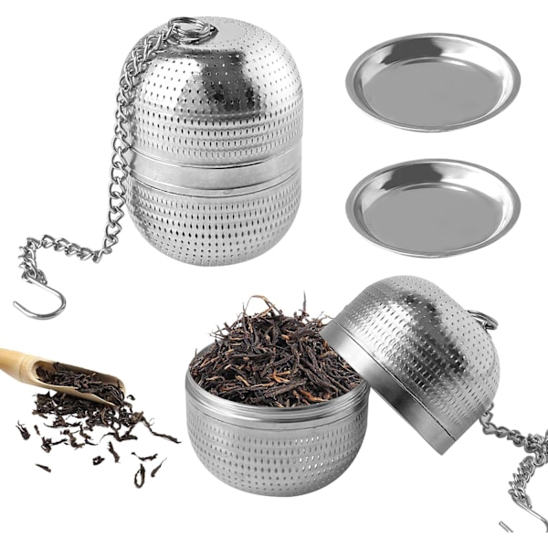 2 STK Te-kule, Te-infuser, Te-filter i rustfritt stål for te, Te-silkule i netting, for te, krydder og smakstilsetninger