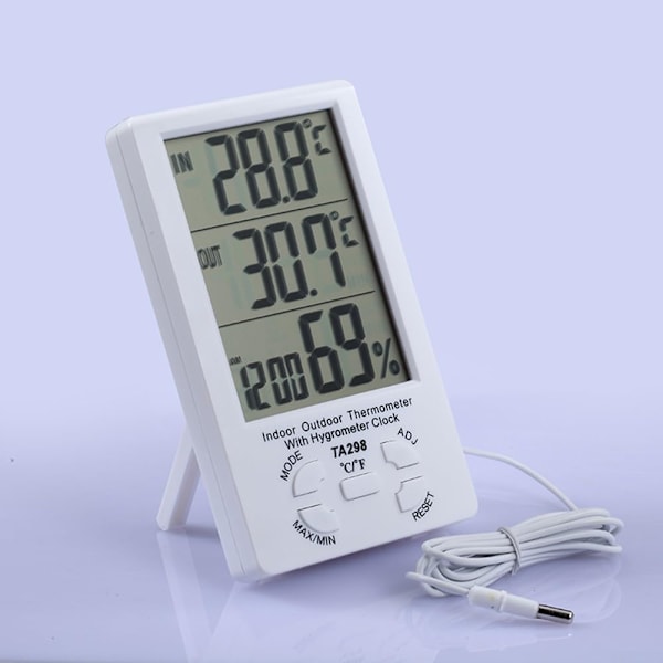 Digitalt Termometer Hygrometer, LCD Digitalt Termometer med Probe, Indendørs og Udendørs Hygrometer, Temperatur Fugtigheds Monitor, Tester Sensor til Re