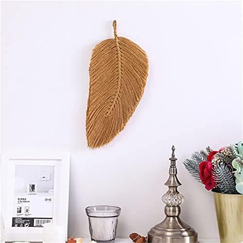 Set med 2 väggbonader Boho Dekoration Blad Bonad Vävda Bonader Bonader Väggbonad för Sovrum Vardagsrum Dekoration (Brun)