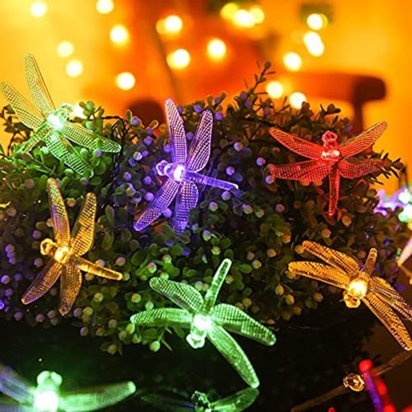 Solcellsstränglampor, 6,5 Meter 30 LED Flerfärgade LED-Feylampor för Trädgård Patio Bröllop Fest Juldekoration (Slända)