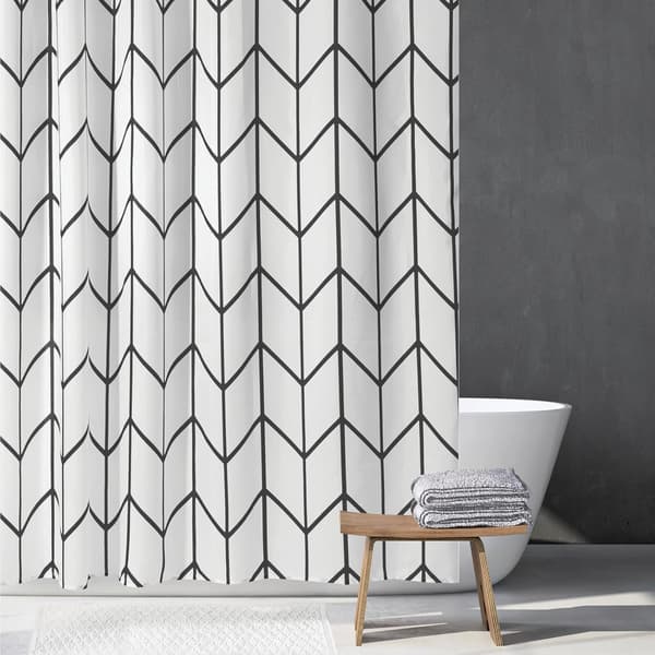 Polyesterstoff Moderne geometriske sildebenstrykk Dusjgardin