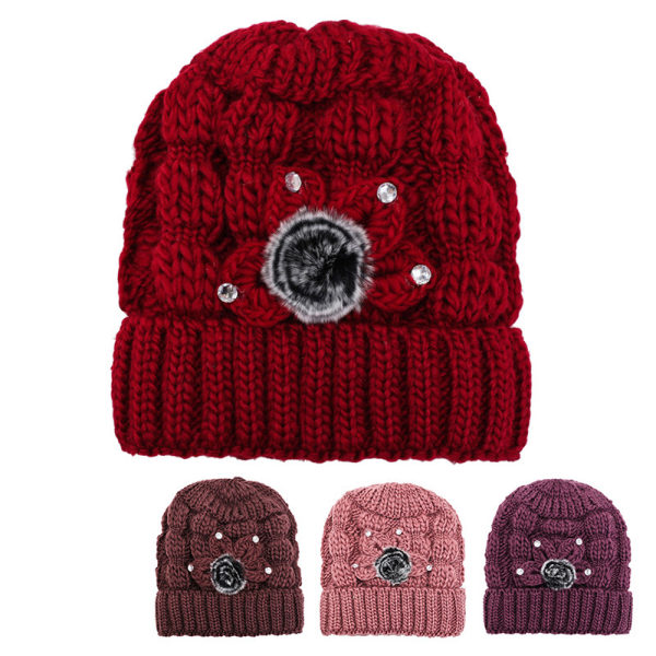 1 stk. flot vinterhue til kvinder, varm hue, pink, one size