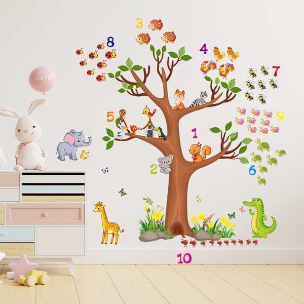 Eläinpuun seinätarrasetti, seinäkoristetarra
