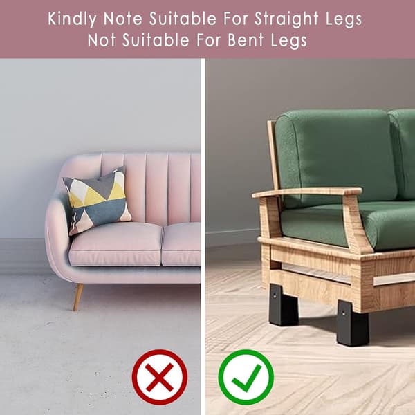 Sæt med 4 Sengebenforhøjere 5 CM til Bord, Stol, Sofa, Møbelforhøjere Justerbar Bredde 1-5 CM, Sort