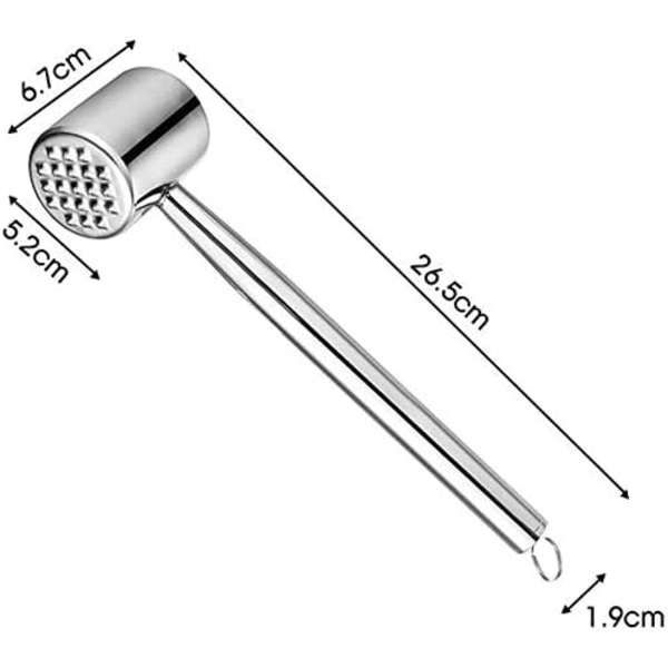 Kjøttmører, dobbeltsidig 304 rustfritt stål kjøtt hammer for