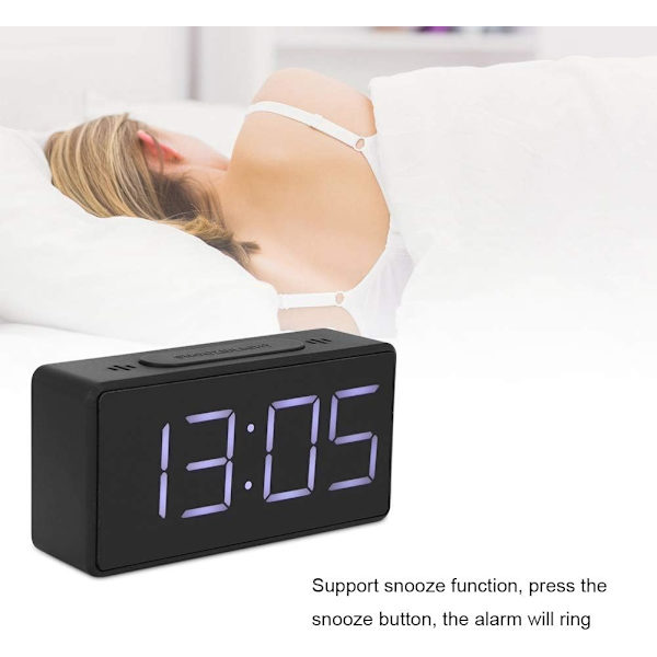 Enkel elektronisk klocka LED digital sängklocka med snooze
